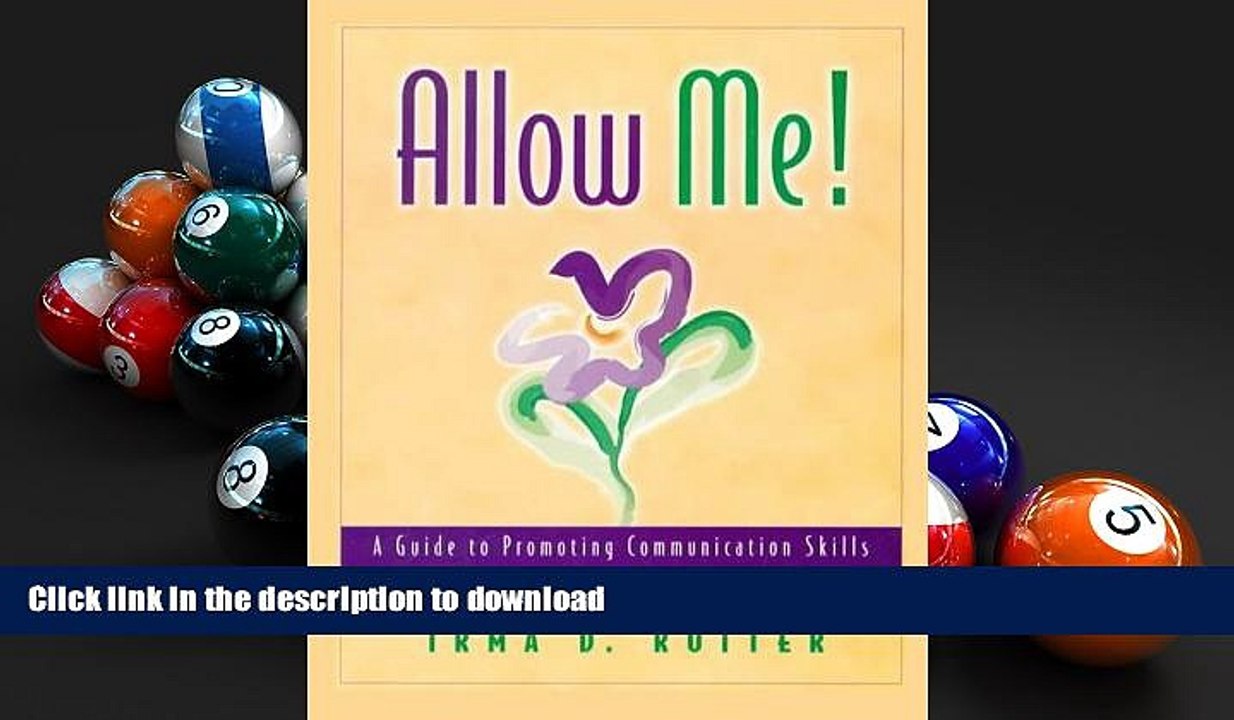 Hardcover Allow Me!: A Guide to Promoting Communication Skills in Adults with Developmental Delays