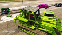 Funny BULLDOZER and COLORS CARS in Spiderman Cartoon for Kids with Childrens Nursery Rhymes Songs