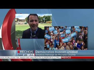 Demócratas buscan unidad. Sander da apoyo a Clinton y Michelle Obama se luce.