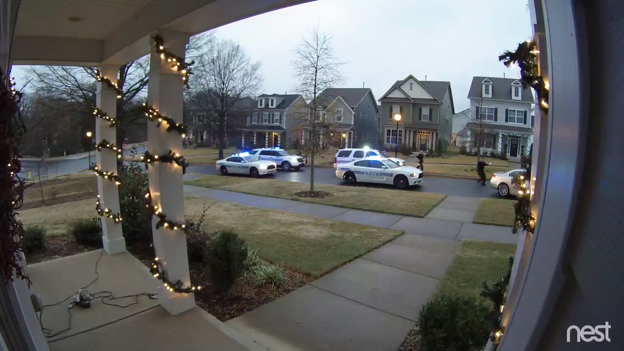 Arrestation musclée d'une voiture dans un quartier résidentiel