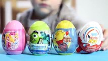 4 different types of Eggs Kinder Joy Disney Princess Winnie The Pooh Monsters Univeristy XD