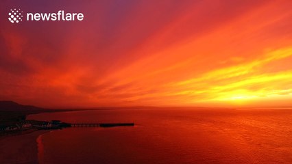 Stunning winter sunset over the ocean