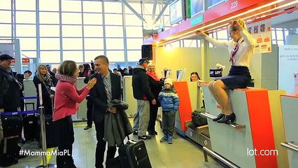 A delivery man his passport at check-in