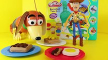 Play Doh Breakfast Time Playset with Toy Story Sheriff Woody and Slinky Dog by ToysReviewToys