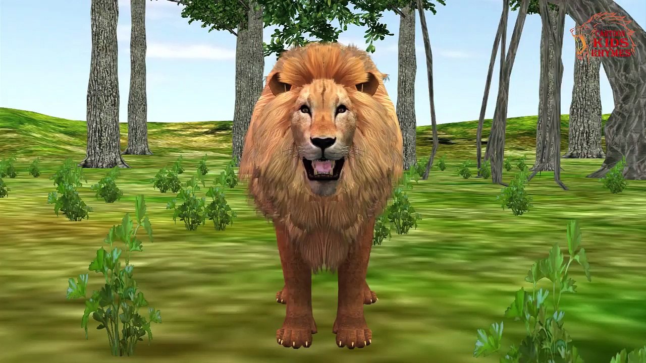 Learning Animal Sounds Lion & Bull Children Nursery Rhymes | Lion Vs Bull Fight