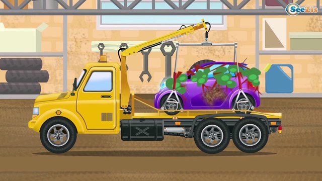 Drôle de Camion jaune! Dessins Animés - Jeu d'assemblage: Voitures de construction Pour Enfants