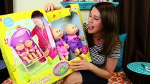 TWINS! Baby Doll Stroller & Cabbage Patch Kids Dolls Twin Newborn Baby Set Toy Review DisneyCarToys