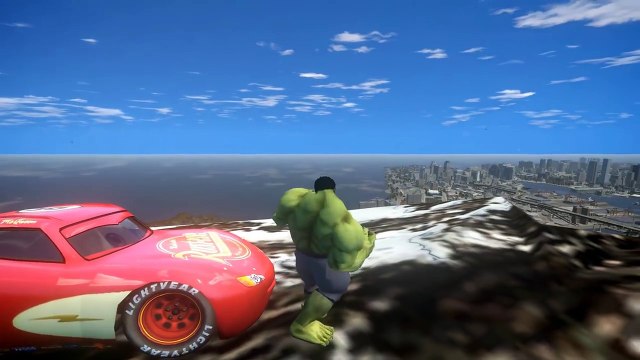 Hulk & Spiderman, Flash McQueen de Cars 2, Monster truck, Dinoco Disney Pixar | Dessin animé