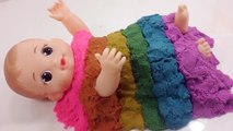 Coca Cola Kinetic Sand Rainbow Baby Doll Bath Time Learn Colors Slime Toy Surprise YouTube