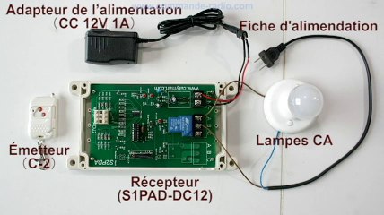 Download Video: Comment contrôler la lampe CA avec Émetteur-Récepteur Sans Fil avec Fonction Temporisation 0s~99h Télécommande sans fil