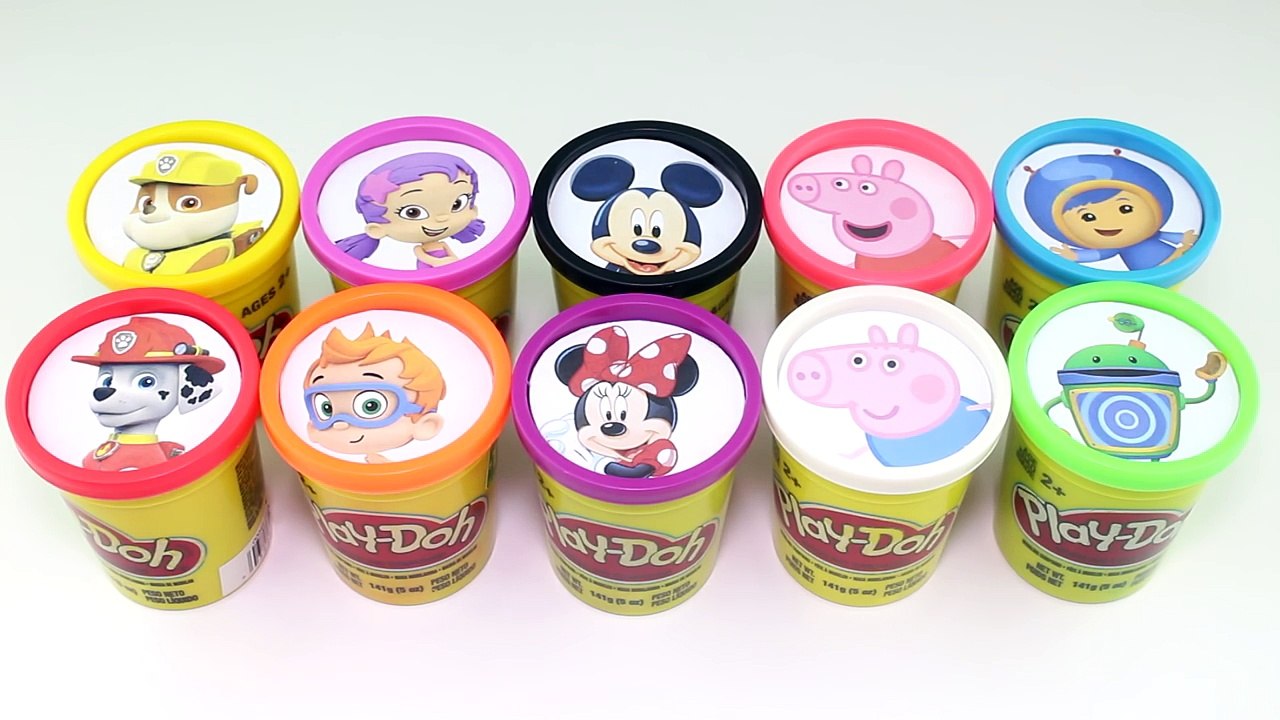 Learn Colors Playdoh Cup Surprises - Bubble Guppies, Team Umizoomi, Mickey, Peppa Pig & Paw Patrol