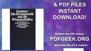 Seminar Die Hermeneutik und die Wissenschaften Herausgegeben von Hans-Georg Gadamer und Gottfried Boehm (suhrkamp...
