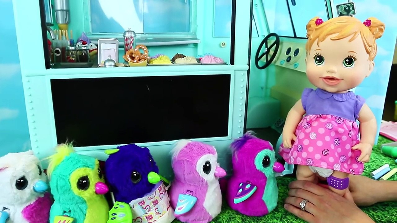 Hatchimals in a GIANT ICE CREAM TRUCK! Huge Food Stand Playset For Baby Alive Dolls & American Girls