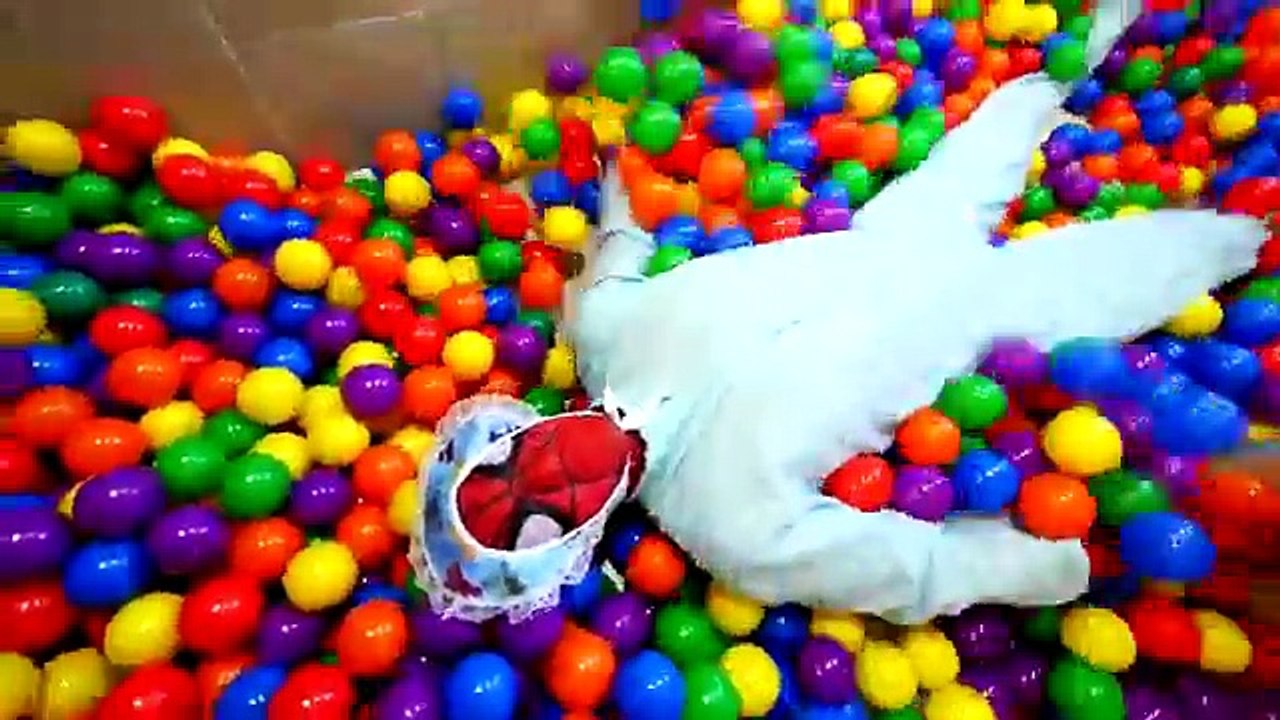 BAD BABY SPIDERMAN MESSY BALLS BATH BURIED ALIVE! | The Ball Pit Show for learning colors
