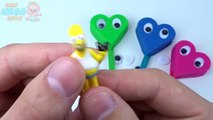 Play Doh Lollipop Smiley Face Heart Learn Colours Surprise Toys Simpsons Hulk Spiderman Disney Pixar
