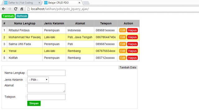 Membuat Tambah & Tampil Data dengan PHP PDO + jQuery Ajax (1)