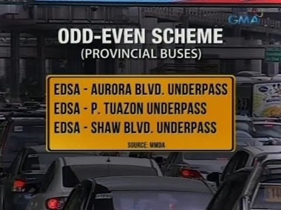 Odd-Even Scheme sa provincial buses na dumaraan sa ilang underpass sa EDSA, ipatutupad
