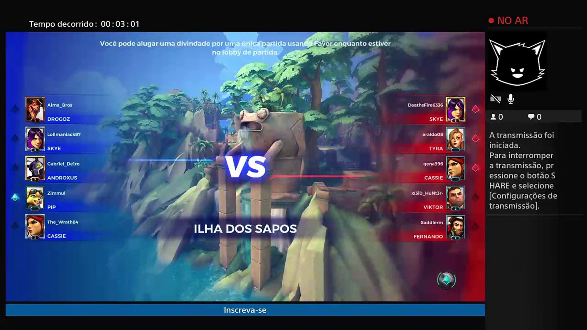Transmissão ao vivo de paladins