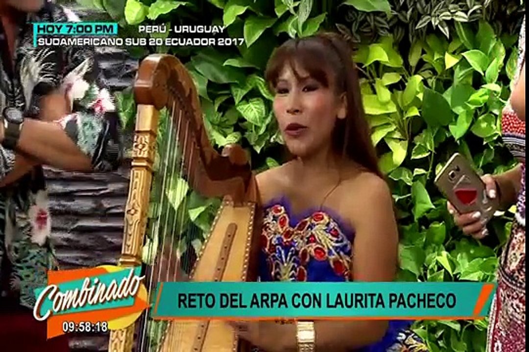 Laurita Pacheco aceptó el reto del arpa en Combinado