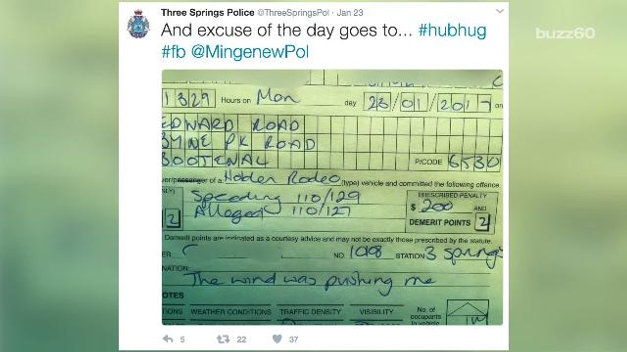 This Australian Man Blamed "The Wind" For His Speeding Ticket