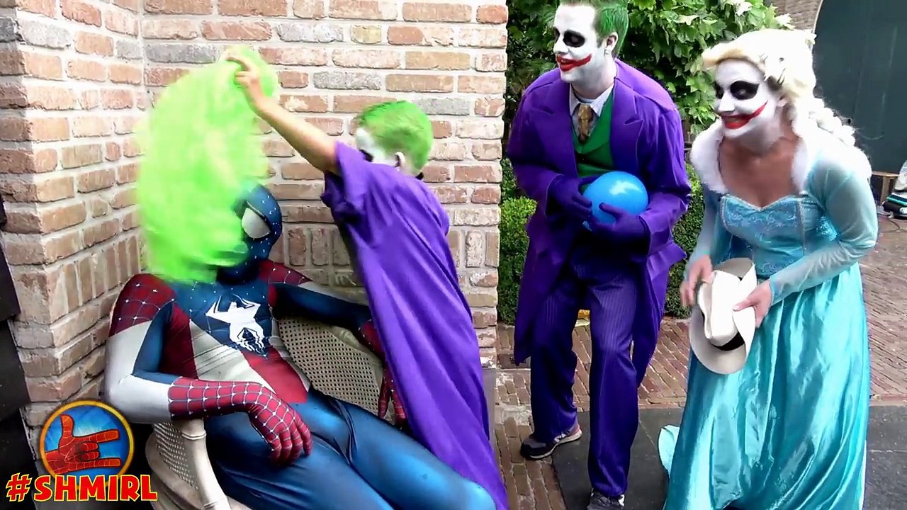 BAD BABY JOKER BOY vs Joker Mom vs Joker Dad BALLOON PRANK w/ Captain Spiderman Joker Family FUN 4K