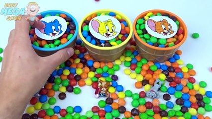 Чашки мороженое том и Джерри игрушки Радуга учим цвета конфеты skittles и m&m для детей