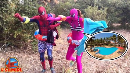 Spidergirl Spiderman Goes Bowling! w/ POOL SURPRISE Spiderman Video - Real Life Superheroes For Kids