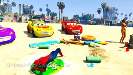 Dinosaur Lightning McQueen and Spiderman! Disney Cars Cartoon for Kids Nursery Rhymes Songs