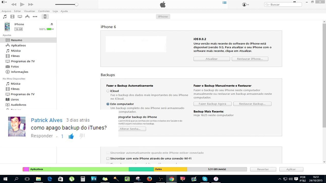 Como apagar backup do iTunes MiTutoriais