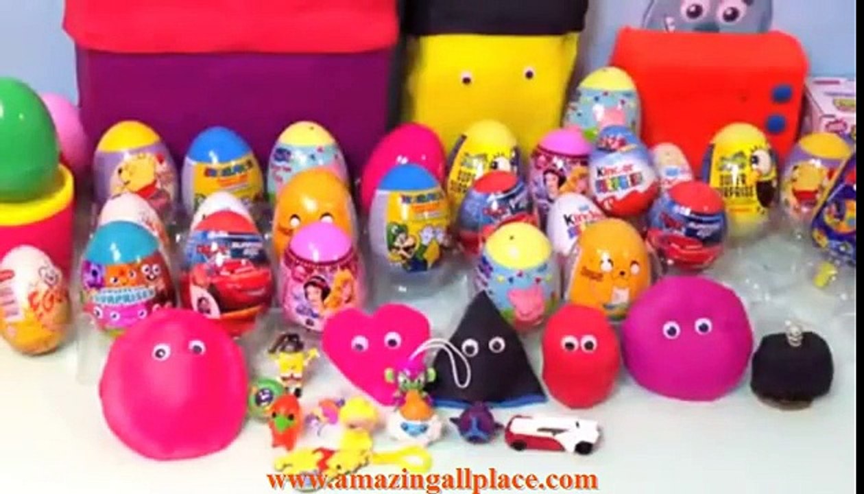 80 Surprise eggs Mickey Mouse Disney Cars 2 | Play Doh SpongeBob Minnie Mouse Angry Birds
