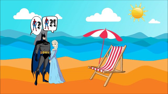 Spiderman SAVES Elsa With Batmans Help ! Beach SHARK ATTACK ! Cartoon For Kids