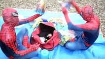 TWIN Spiderman Happy Birthday, Swimming Pool Spiderman ! Cartoons for Kids
