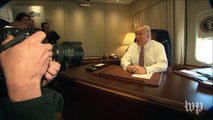 Trump speaks to reporters on Air Force One
