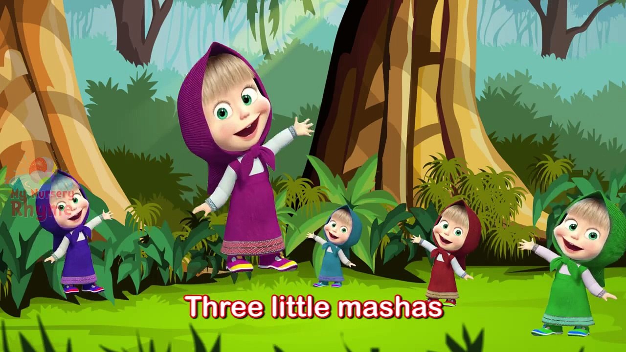Five Little masha jumping on the bed