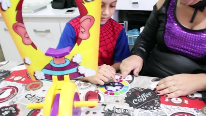 Spiderman VS Maleficent Pie Face Challenge Superhero Kids in Real Life IRL