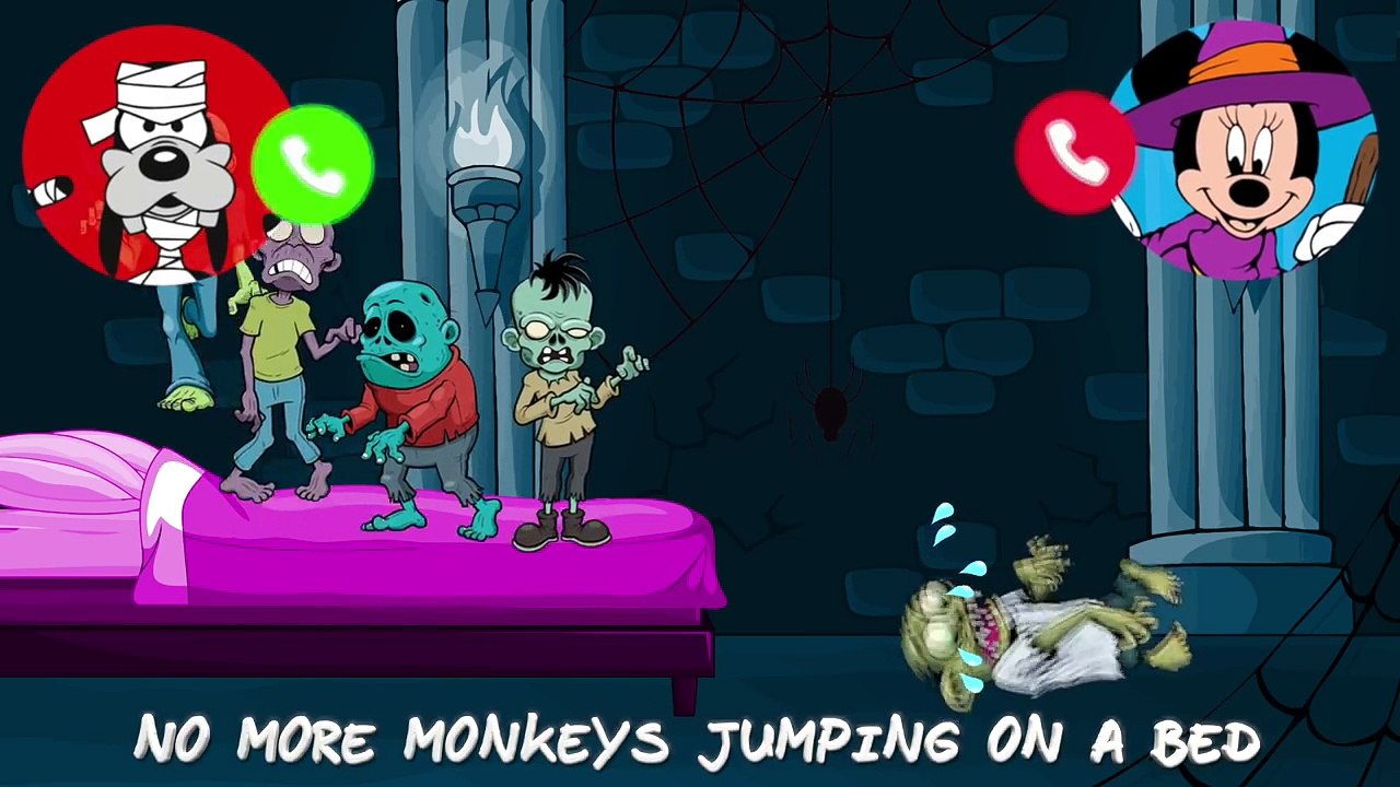 Five Little Baby Zombie Friends Jumping on the Bed at Mickey Mouse Clubhouse