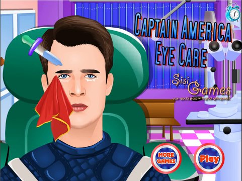 NEW Игры для детей—Капитан Америка уход за глазами—мультик для девочек
