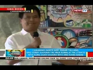 Camarines Norte Gov. Tallado, humingi ng kapatawaran kaugnay sa pagkakasangkot sa sex video scandal