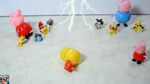 Peppa Pig Family playing Pokémon Pikachu GO in Rain and lightning STOP MOTION video