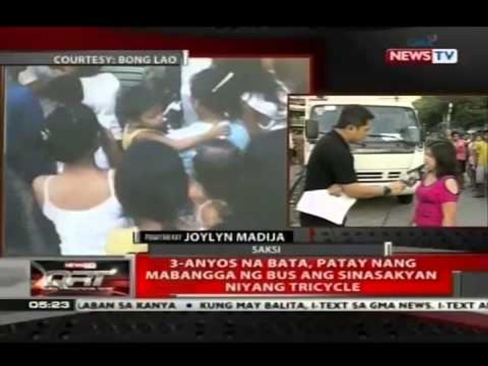 3-anyos na bata, patay nang mabangga ng bus ang sinasakyan niyang tricycle