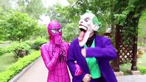 Giant Joker vs Spider-man & Pink Spidergirl w/ Frozen Elsa Anna Hulk ! Funny Superheroes real life
