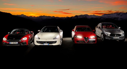 Dossier voitures de sport italiennes: GTC4Lusso vs Giulia Quadrifoglio vs Maserati Levante S vs Abarth 124 Spider