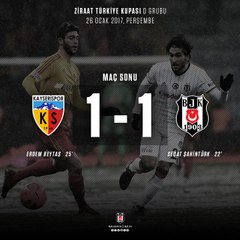 Kayserispor 1-1 Beşiktaş - All Golas & Highlighs - 1/26/2017
