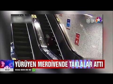 Topuklu ayakkabı ile yürüyen merdivene binen talihsiz kadının yaşadıkları