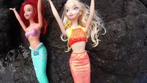 Frozen Elsa & Ariel Mermaid Doll Toys Snorkeling DisneyCarToys Hawaii Barbie Little Mermaid Vacation