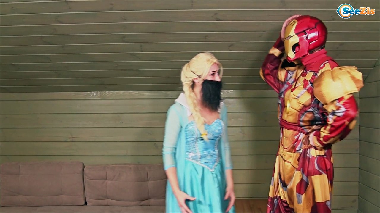 Frozen Elsa Gets a Beard! w/ Spiderman Ironman vs Maleficent Superheroes Fun Movie. Ep. 163