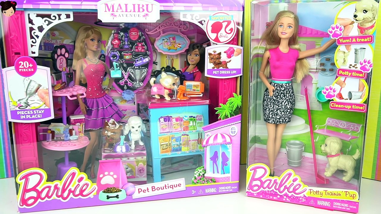 Las Bebes de Elsa y Anna Juegan en La tienda de Mascotas de Barbie Perrito Popo