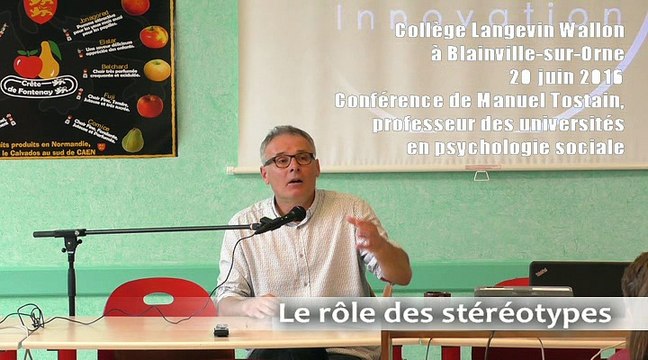 CARDIE Caen - Conférence de Manuel Tostain, professeur de Psychologie sociale à l'Université de Caen-Normandie, au Collège de Blainville-sur-Orne (20 juin 2016)