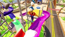 Spider-Man Racing With Donald Duck And Disney Pixar Cars Monster Truck Lightning McQueen !