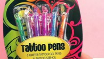 6 couleurs de stylos à paillettes pour les tatouages avec accessoires | Tatouages à faire soi-même